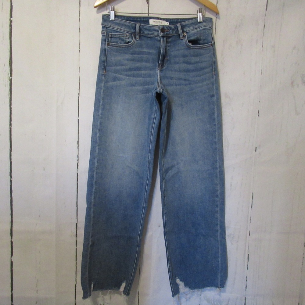 Hidden Jeans Los Angeles 28 Wide Leg Baggy Mid Rise Raw Hem Medium Wash HD-2606